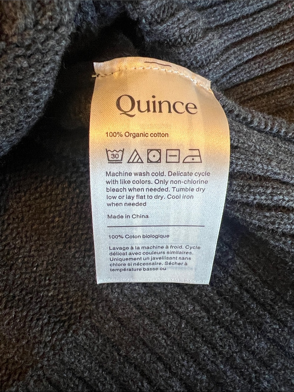 Quince, 100% organic cotton sweater, charcoal, gray, new with tag size large - Picture 6 of 7